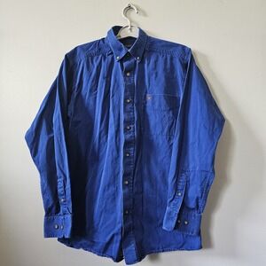 Ariat Twill Fitted Long‎ Sleeve Shirt Men's Size Medium Western Blue Work Wear